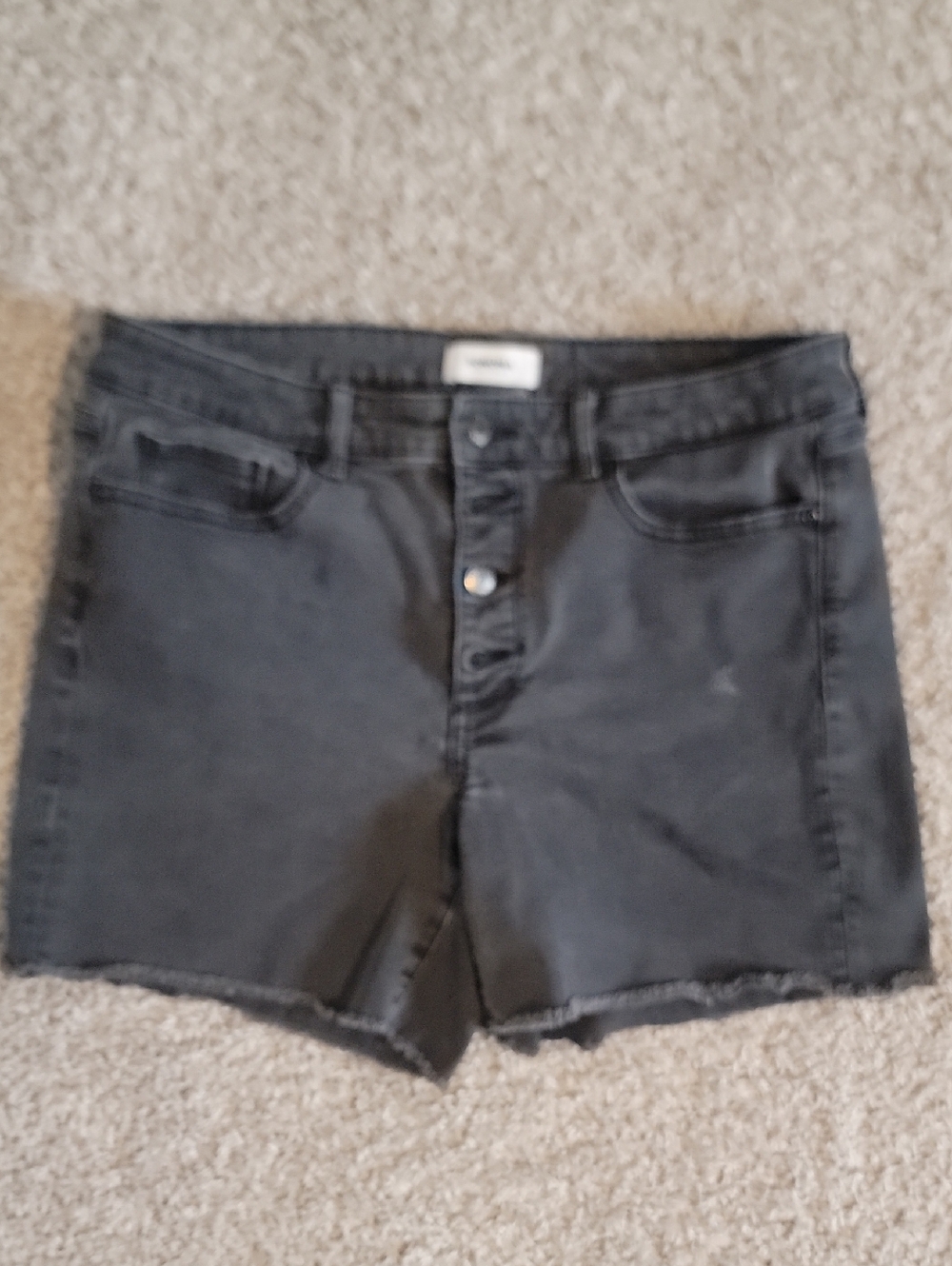 Black Denim Women's High-Waist Frayed Hem Shorts